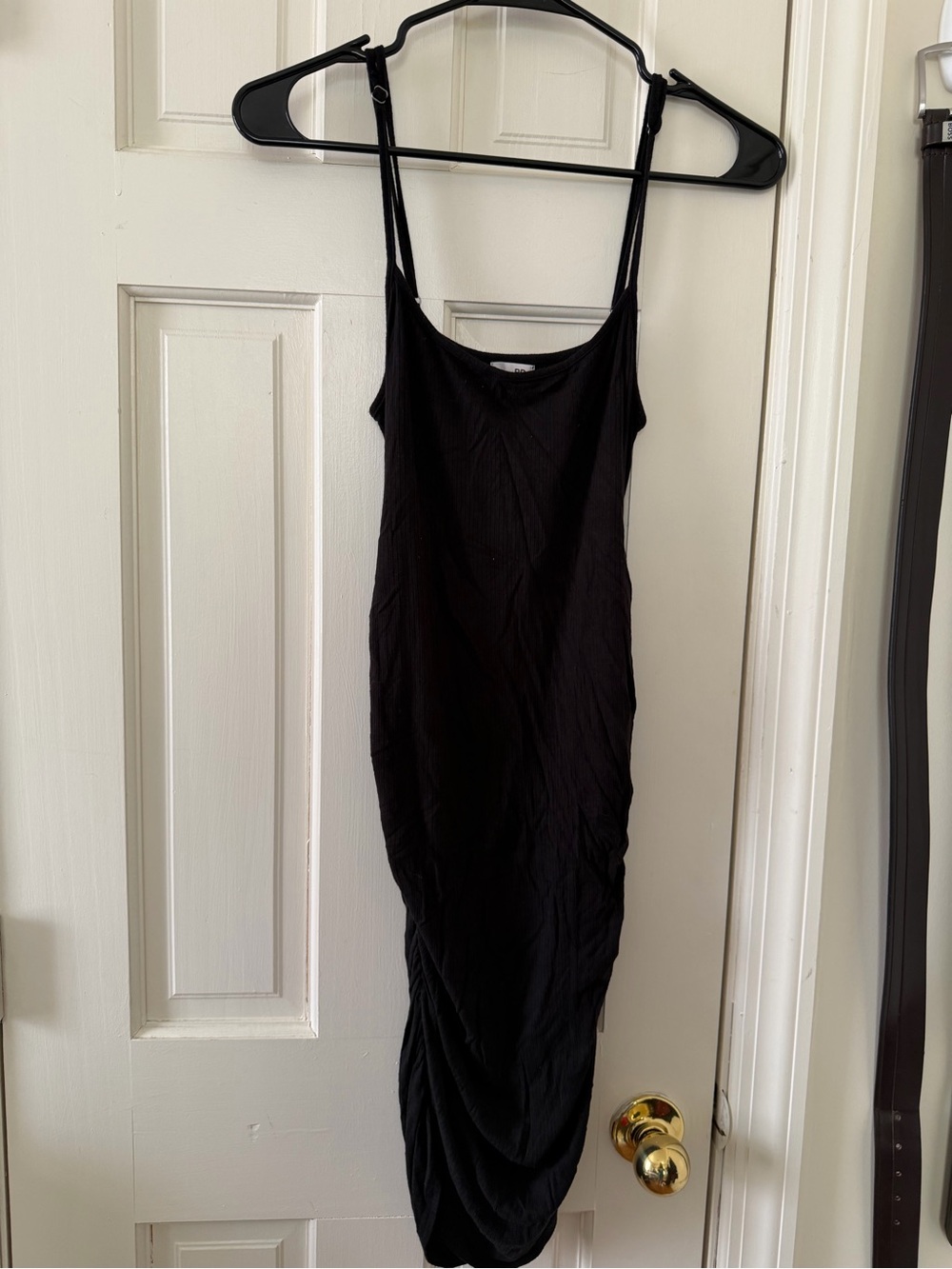 bp Black Midi Slip Dress with Thin Straps